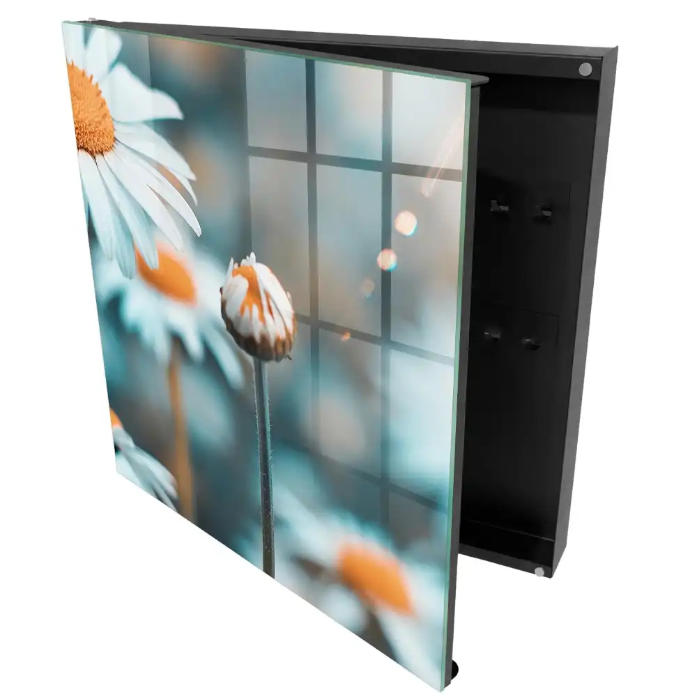 Armoire à clés des marguerites pastel et un arrière-plan flou