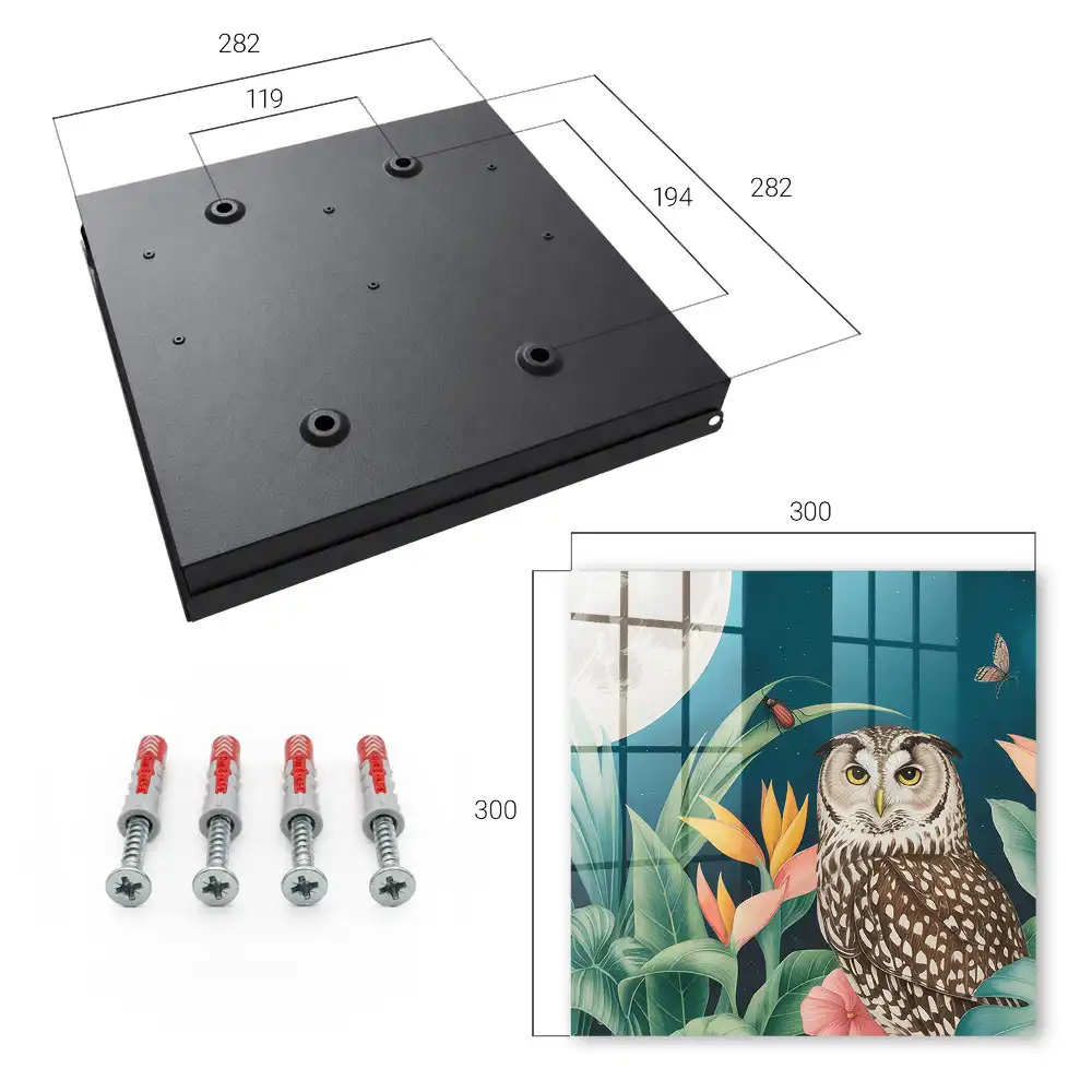 Armoire à clés hibou et plantes tropicales la nuit