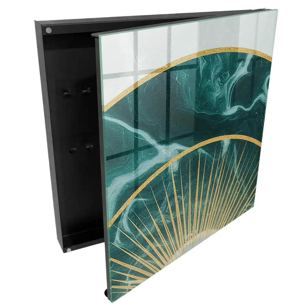 Armoire à clés élégantes lignes vertes sur fond de marbre