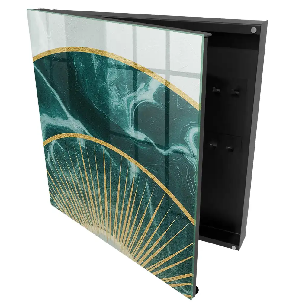 Armoire à clés élégantes lignes vertes sur fond de marbre