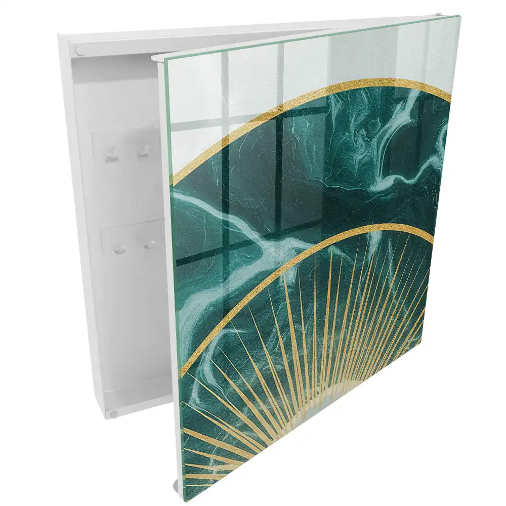 Armoire à clés élégantes lignes vertes sur fond de marbre