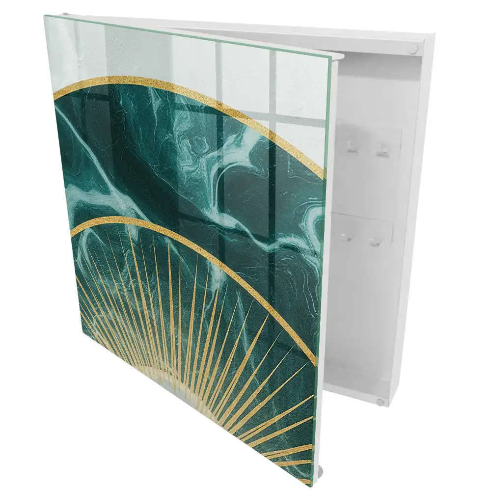 Armoire à clés élégantes lignes vertes sur fond de marbre