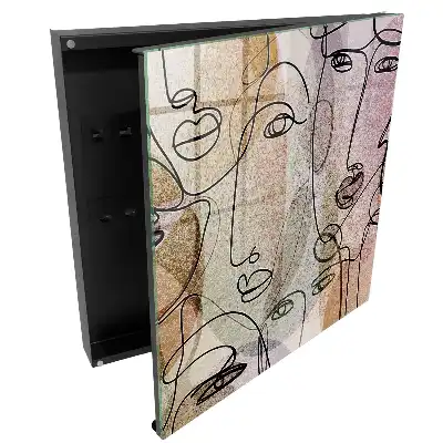 Armoire à clés des lignes créant des visages aux couleurs pastel