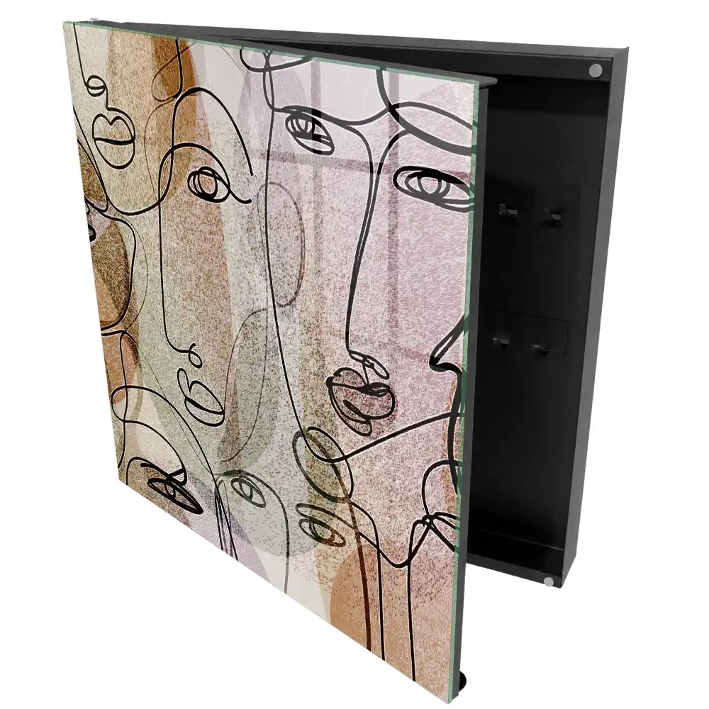 Armoire à clés des lignes créant des visages aux couleurs pastel