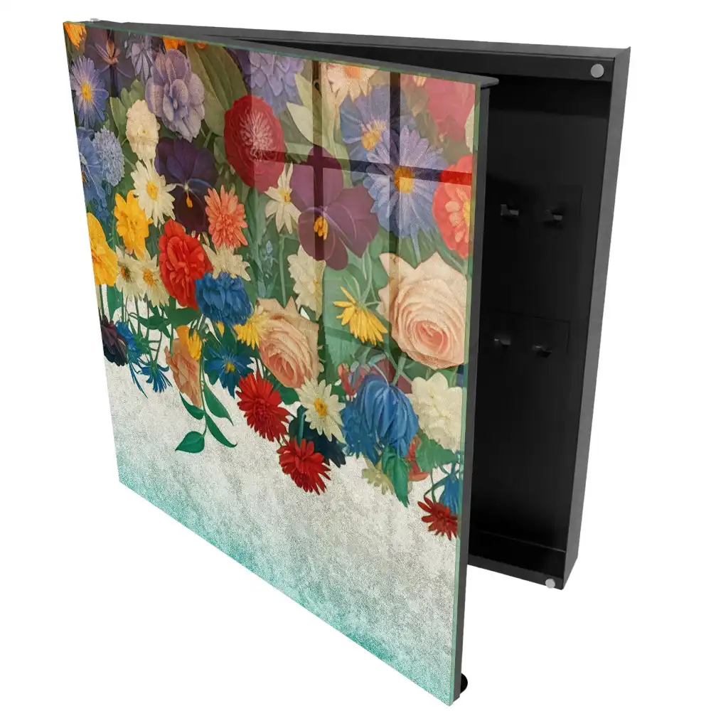 Boîte à clés murale des fleurs colorées pleines de vie et d'énergie