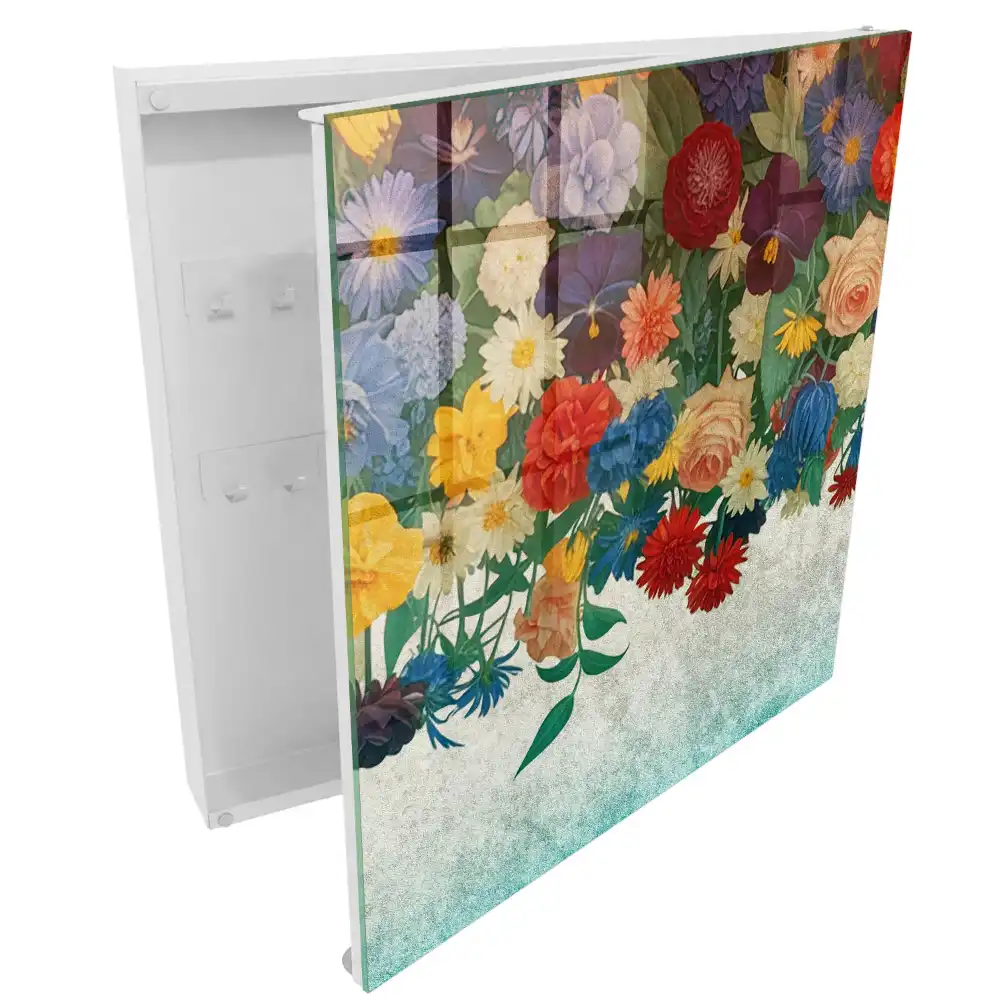 Boîte à clés murale des fleurs colorées pleines de vie et d'énergie
