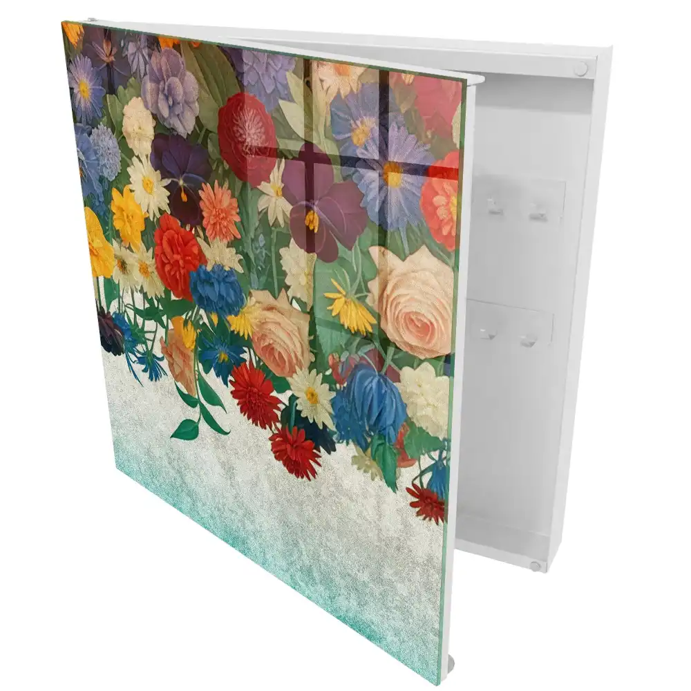 Boîte à clés murale des fleurs colorées pleines de vie et d'énergie