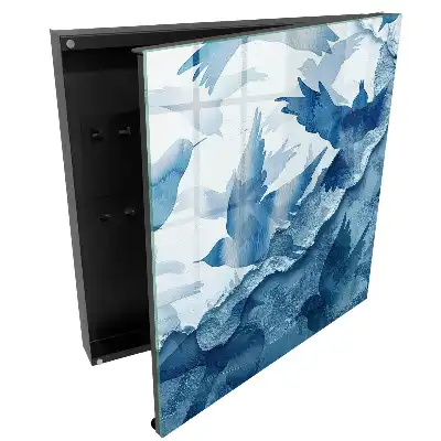 Armoire à clés oiseaux bleus en vol aquarelle