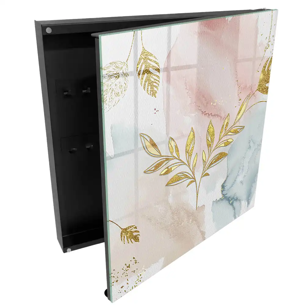 Armoire à clés dessin au trait de feuilles à l'aquarelle pastel