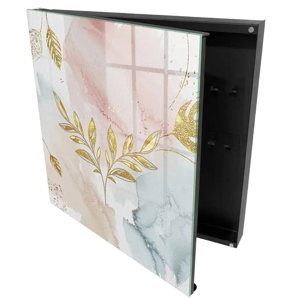 Armoire à clés dessin au trait de feuilles à l'aquarelle pastel