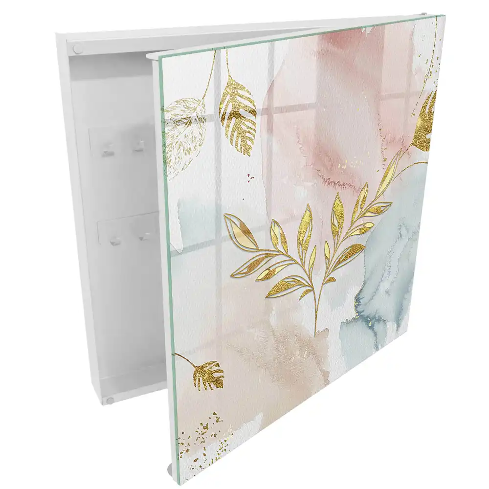 Armoire à clés dessin au trait de feuilles à l'aquarelle pastel