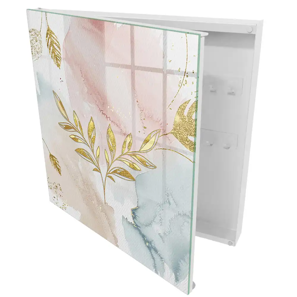 Armoire à clés dessin au trait de feuilles à l'aquarelle pastel