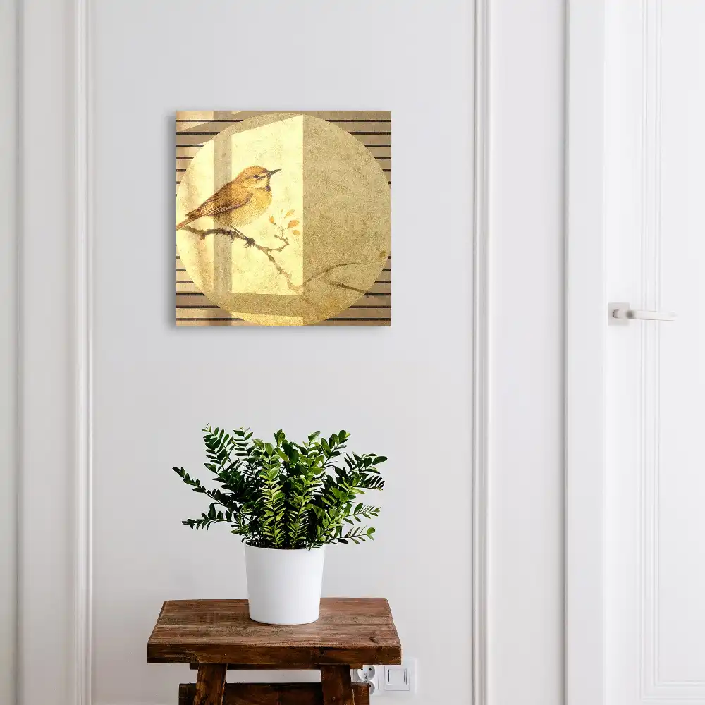 Armoire à clés un oiseau couleur crème sur une branche