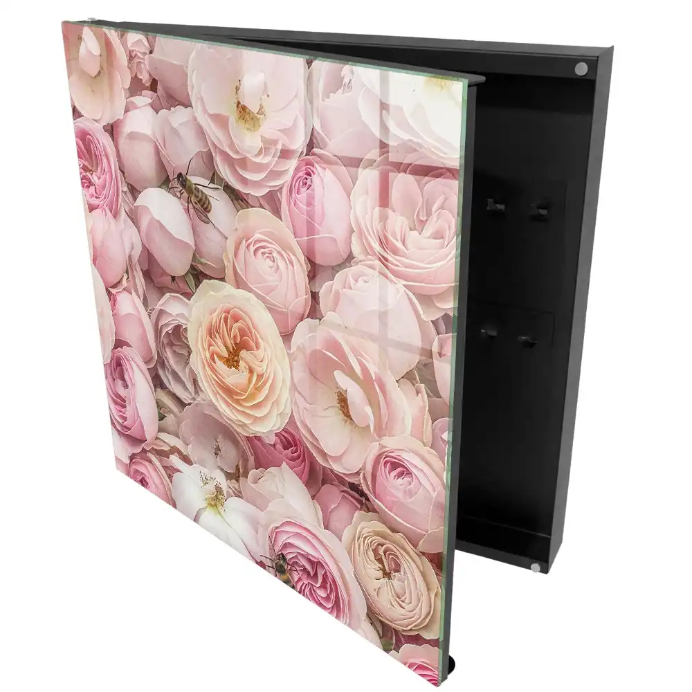 Boîte à clés des roses et des abeilles charmantes aux couleurs délicates