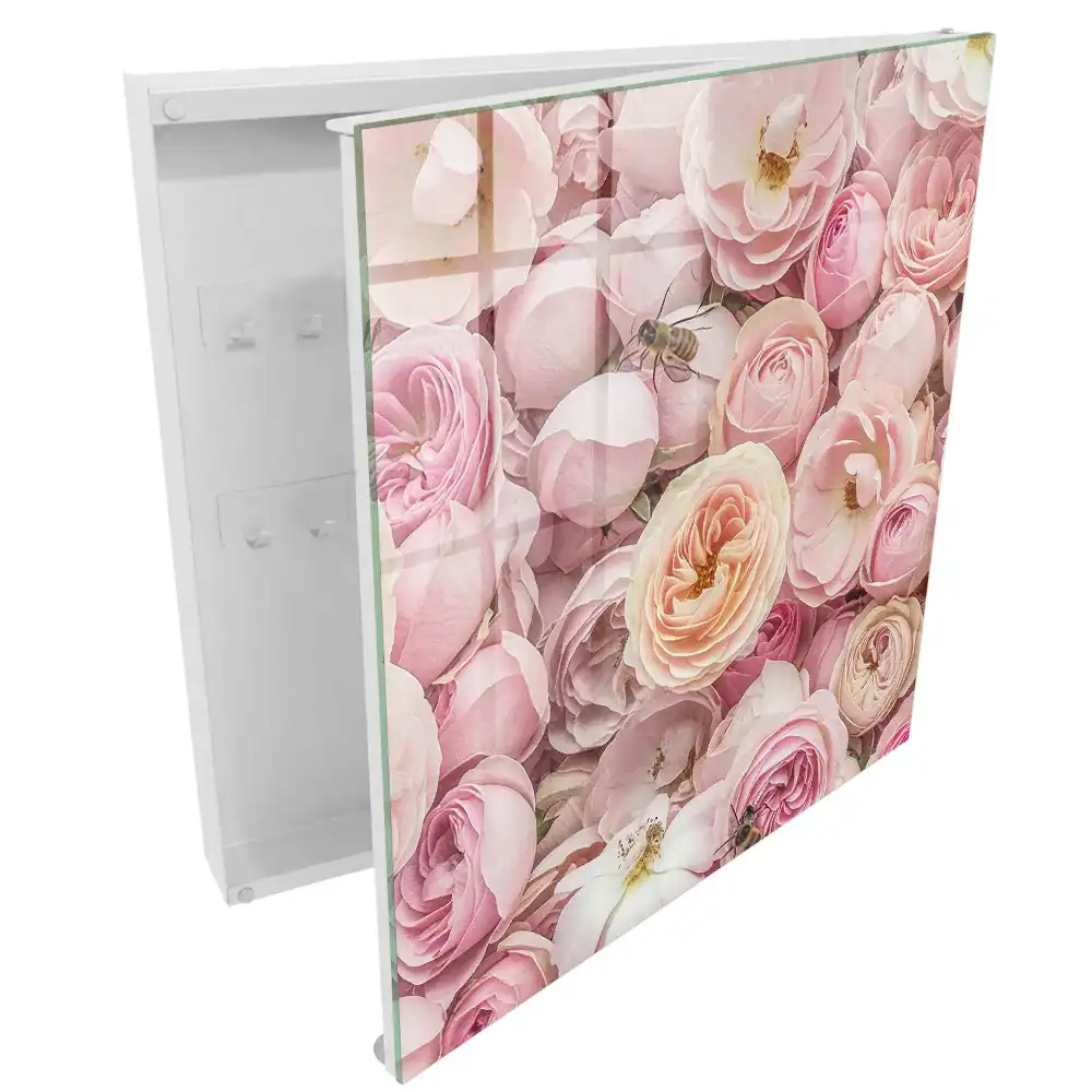 Boîte à clés des roses et des abeilles charmantes aux couleurs délicates