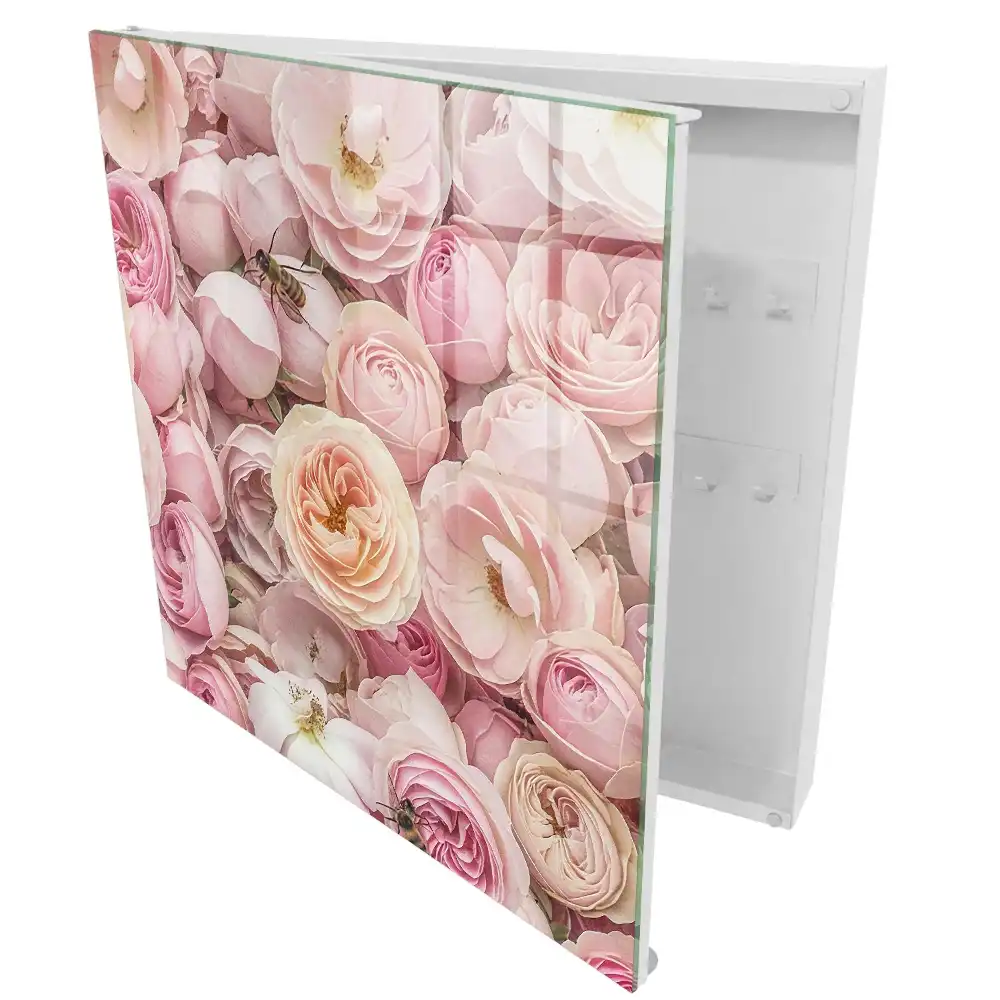 Boîte à clés des roses et des abeilles charmantes aux couleurs délicates