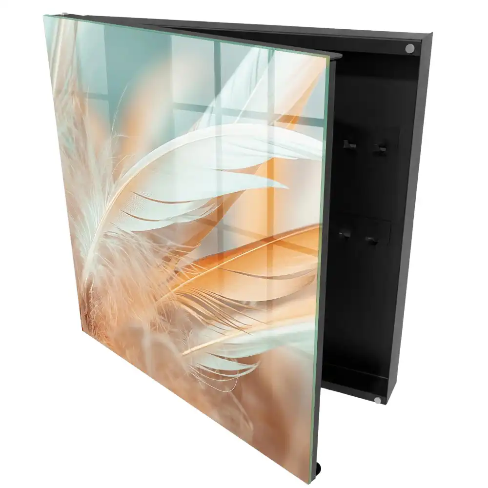 Armoire à clés plumes délicates aux teintes pastel