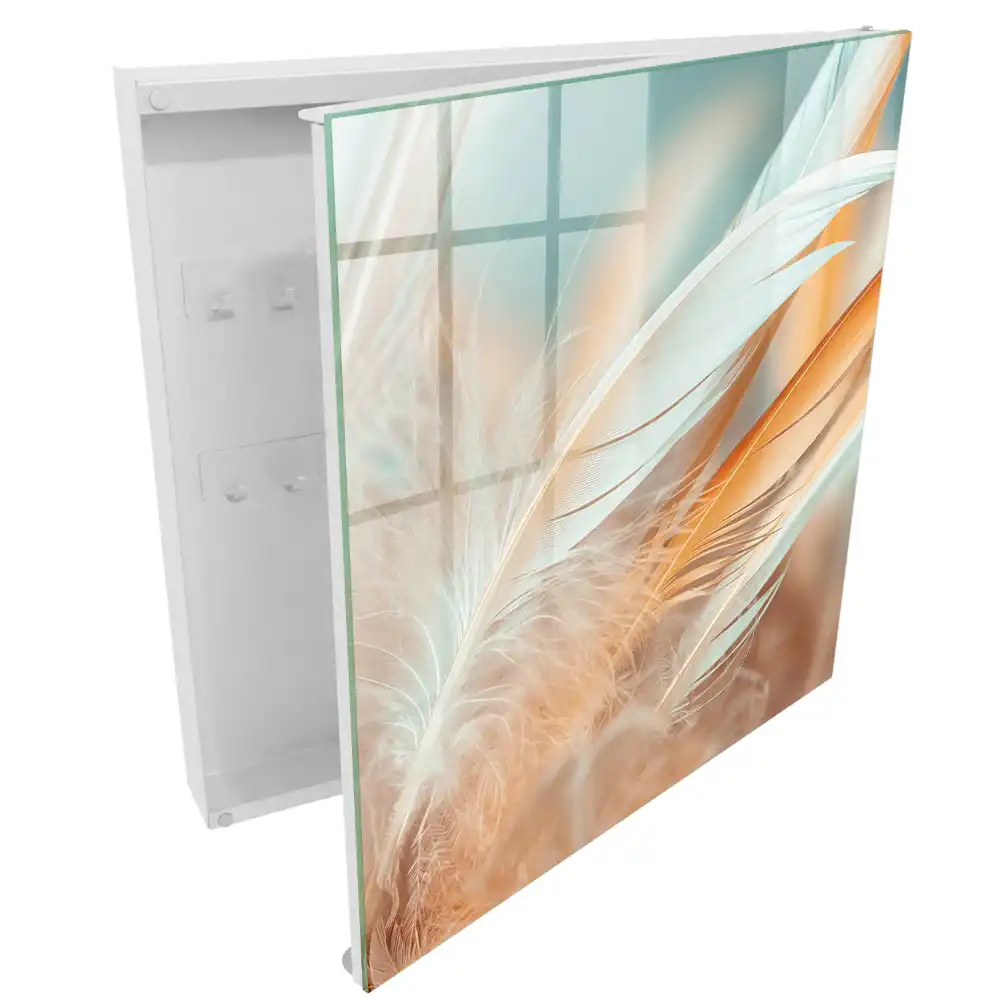 Armoire à clés plumes délicates aux teintes pastel