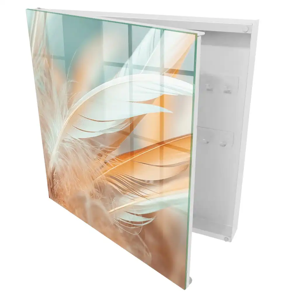 Armoire à clés plumes délicates aux teintes pastel