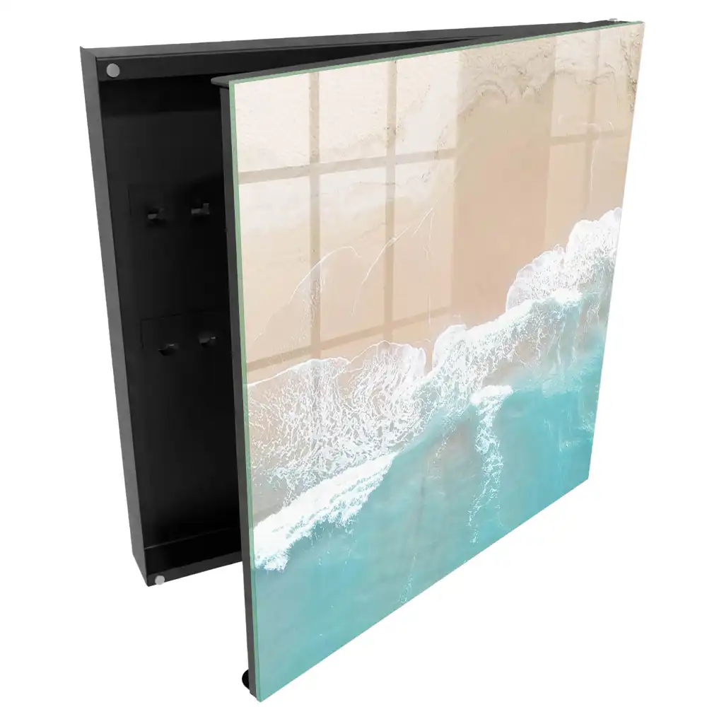 Boîte à clés murale plage eau turquoise et sable beige