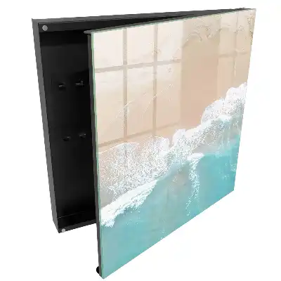 Boîte à clés murale plage eau turquoise et sable beige