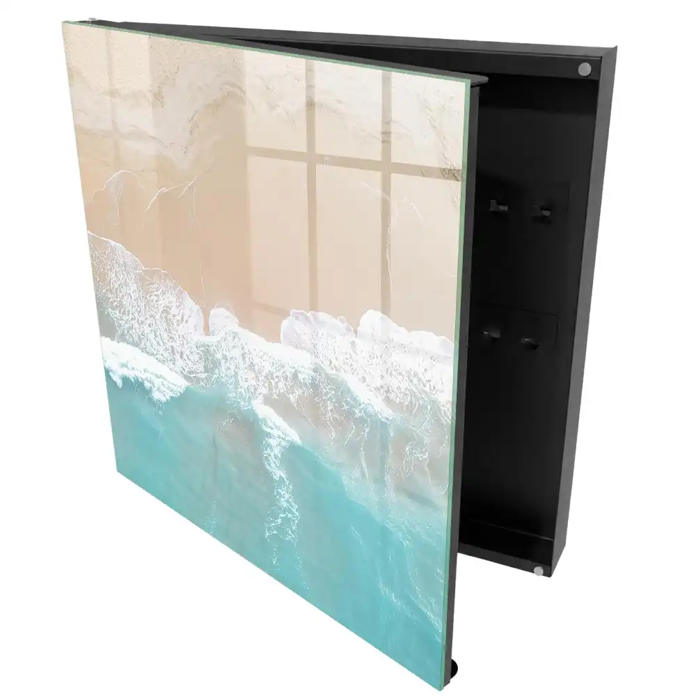 Boîte à clés murale plage eau turquoise et sable beige
