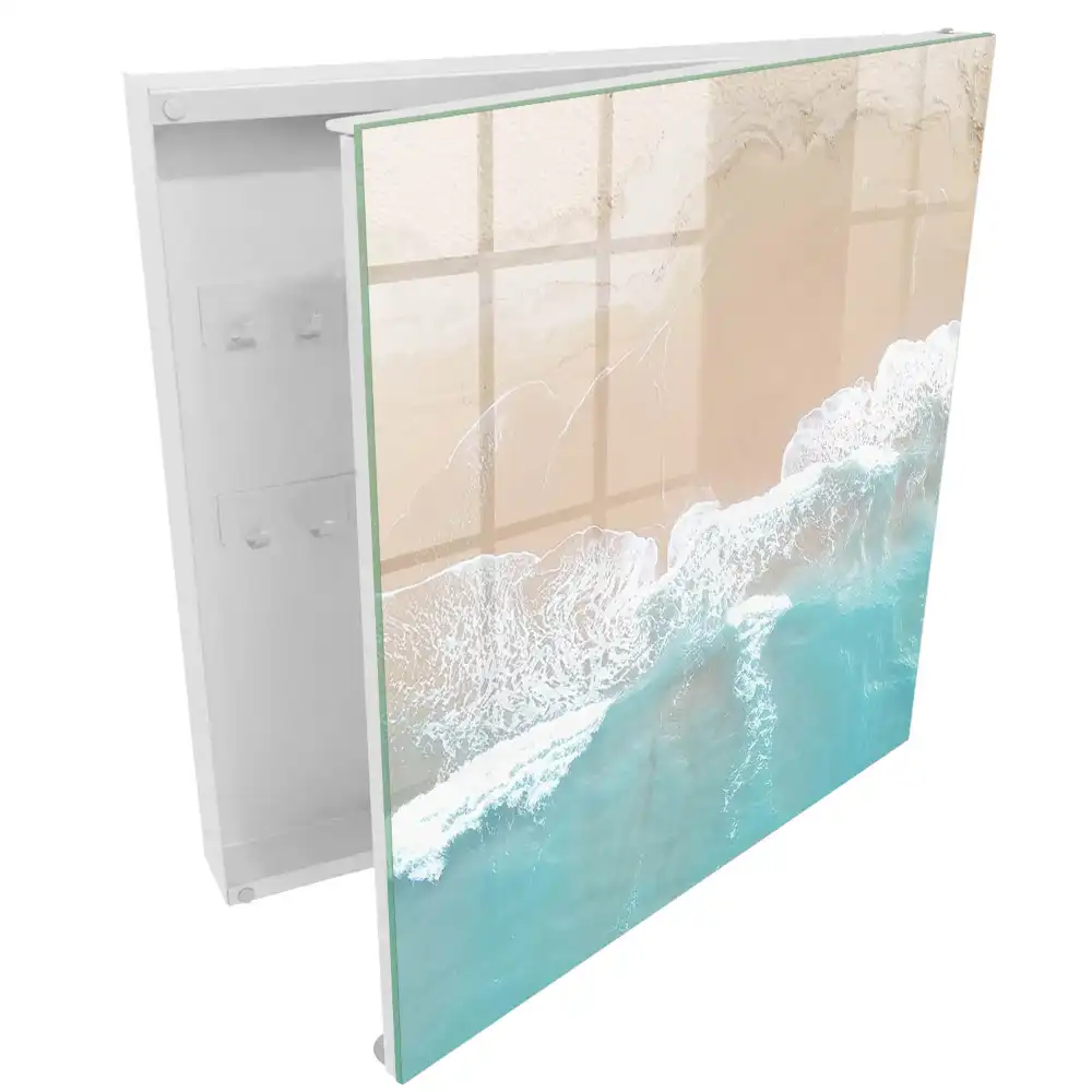 Boîte à clés murale plage eau turquoise et sable beige