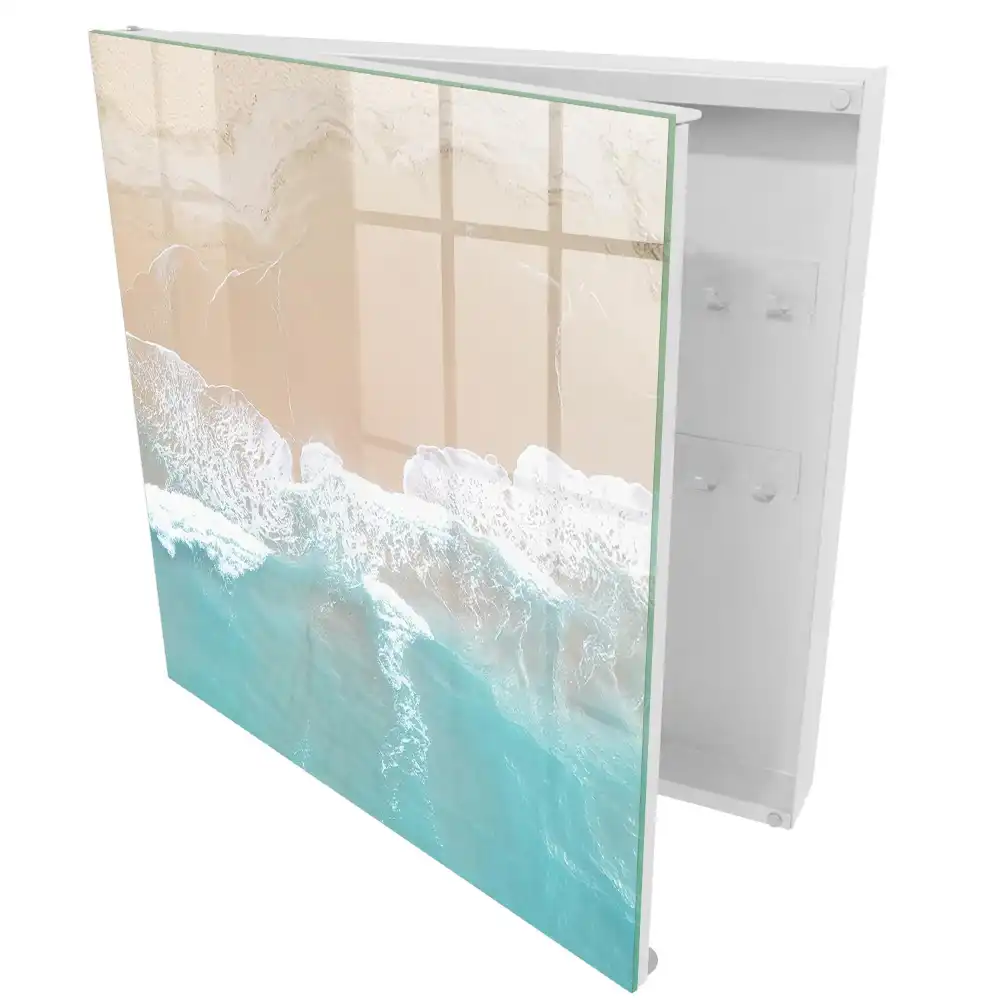 Boîte à clés murale plage eau turquoise et sable beige