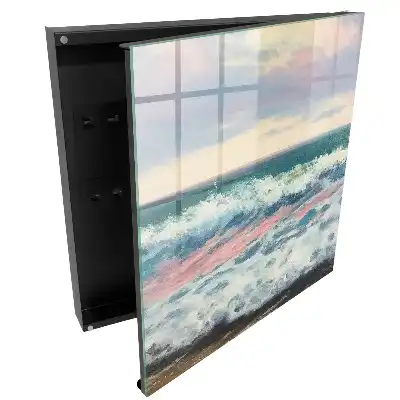 Boîte à clés murale vagues de la mer et ciel pastel