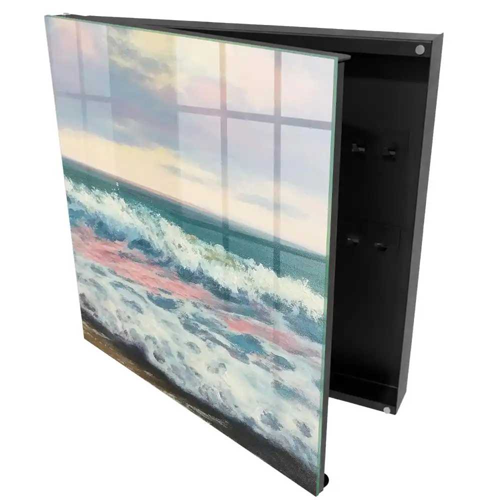 Boîte à clés murale vagues de la mer et ciel pastel