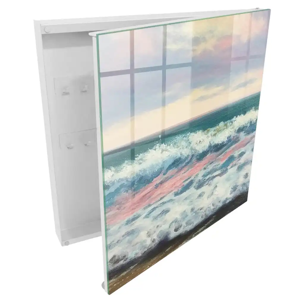 Boîte à clés murale vagues de la mer et ciel pastel