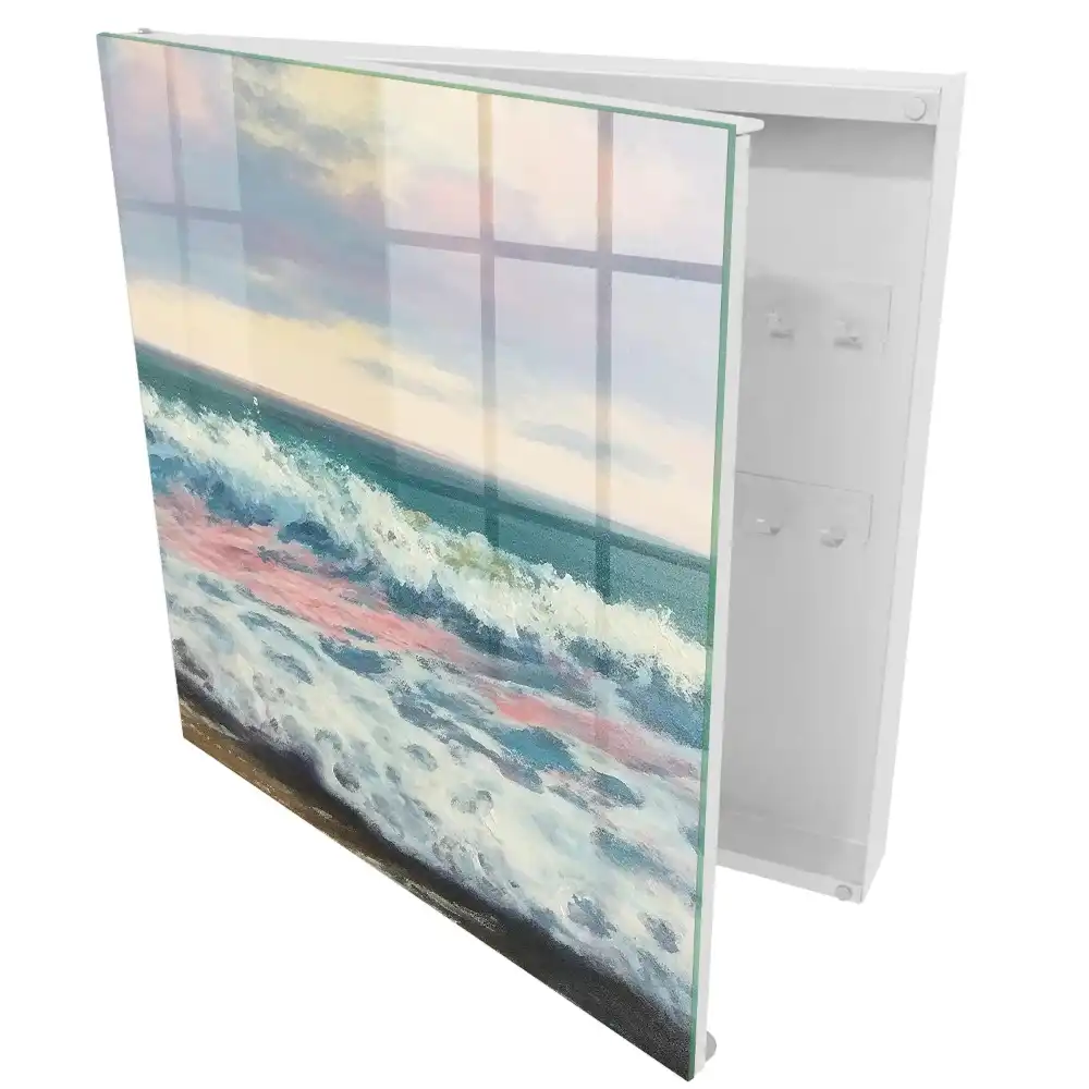 Boîte à clés murale vagues de la mer et ciel pastel
