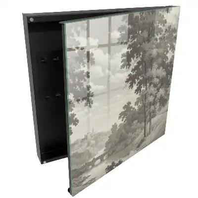 Armoire à clés un paysage apaisant dans des tons de gris empli de verdure