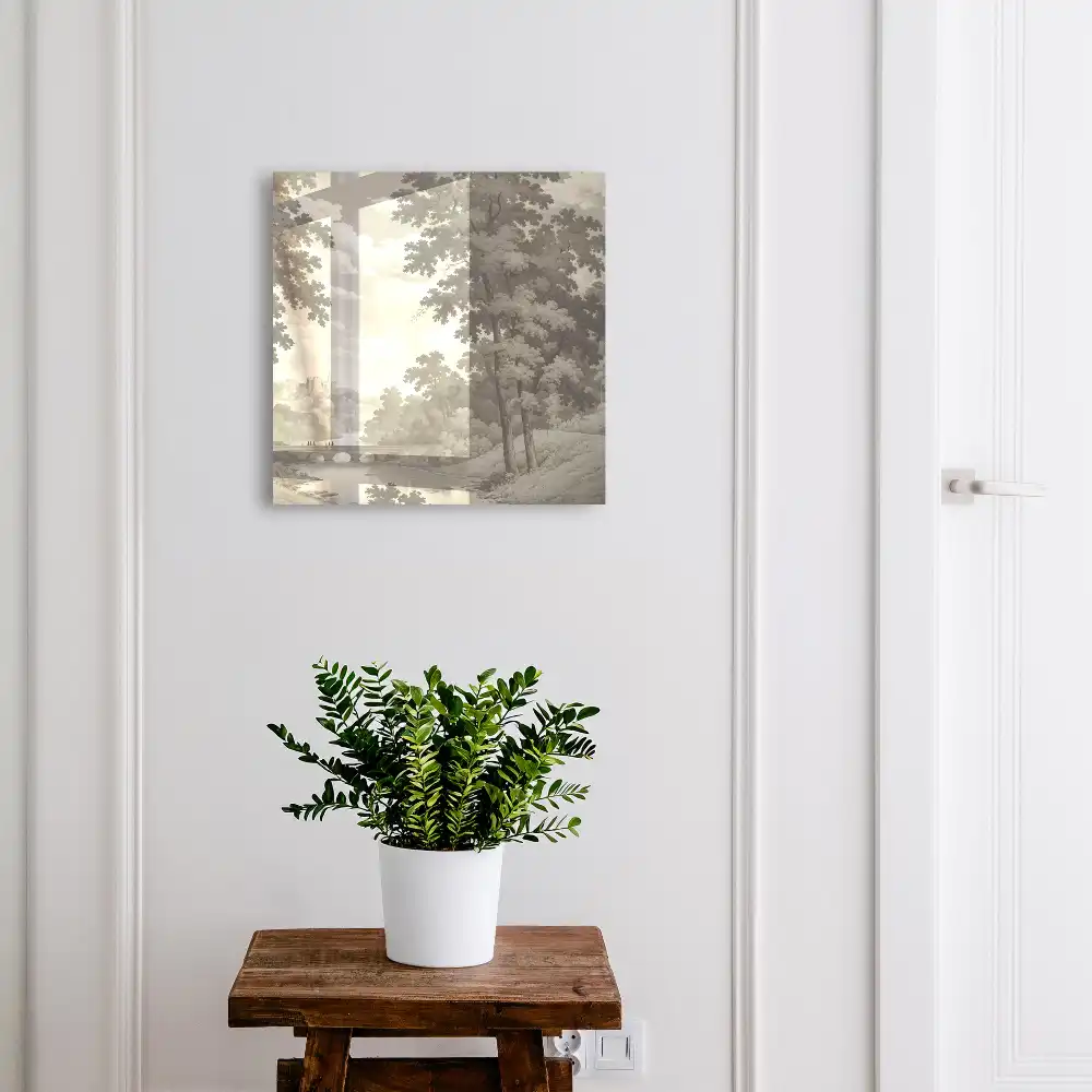 Armoire à clés un paysage apaisant dans des tons de gris empli de verdure