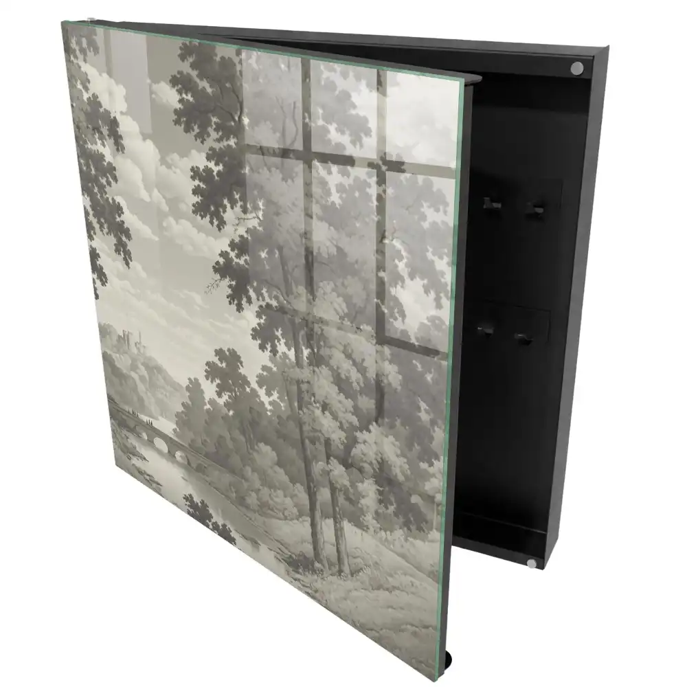 Armoire à clés un paysage apaisant dans des tons de gris empli de verdure