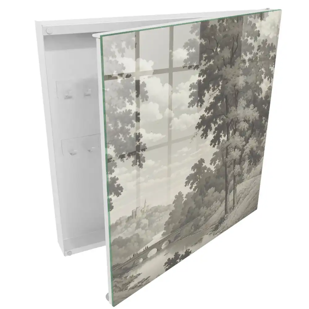 Armoire à clés un paysage apaisant dans des tons de gris empli de verdure