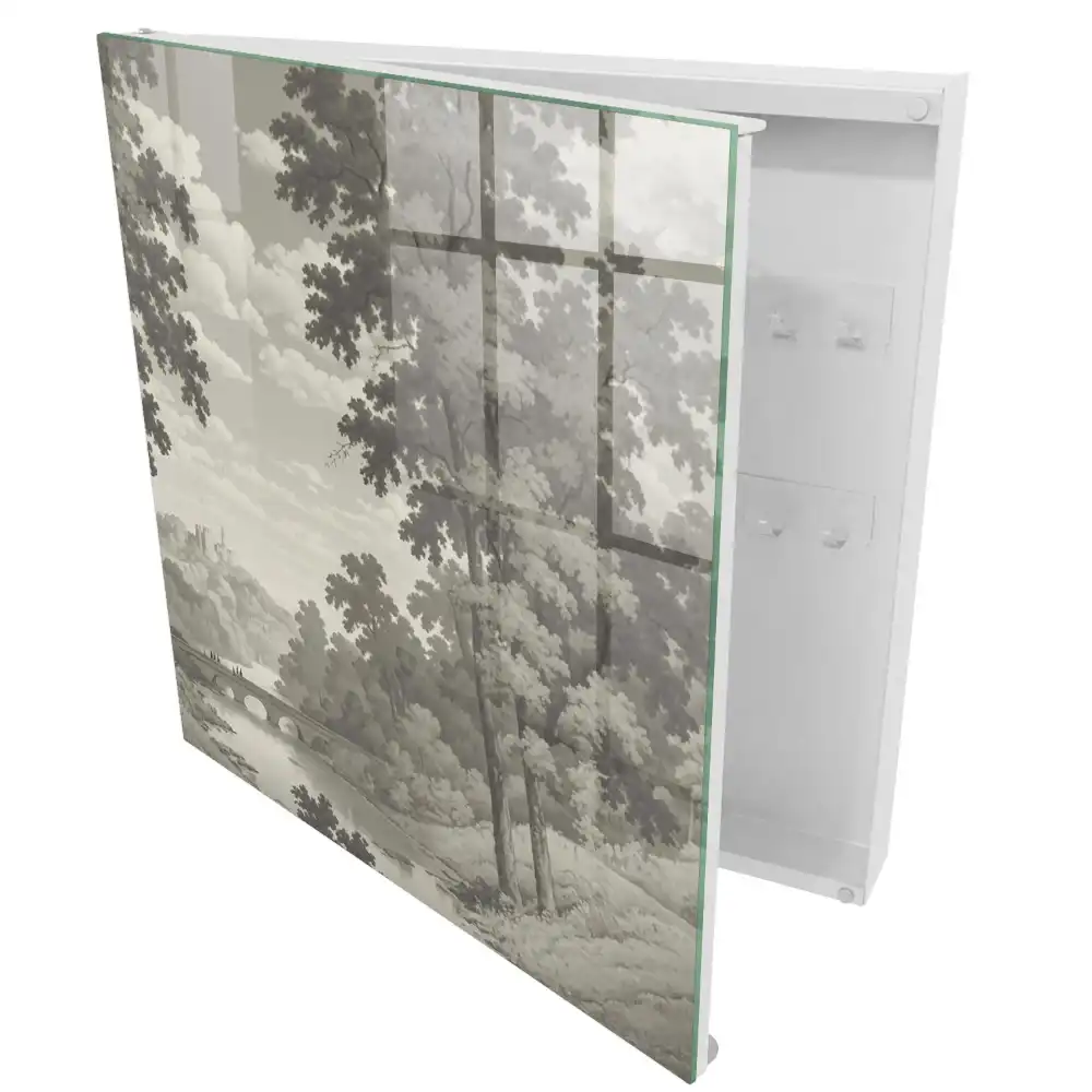 Armoire à clés un paysage apaisant dans des tons de gris empli de verdure