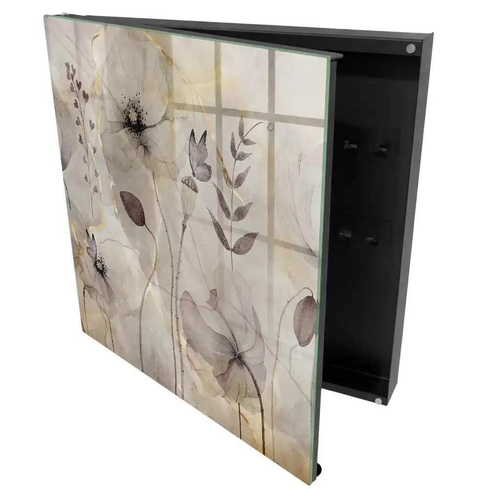 Armoire à clés des fleurs et des papillons empreints de subtilité et de paix