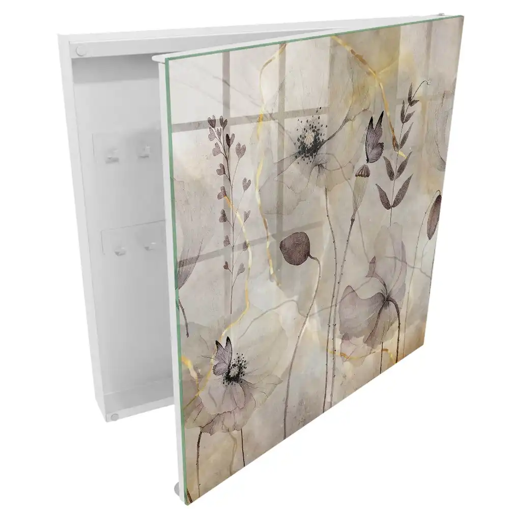 Armoire à clés des fleurs et des papillons empreints de subtilité et de paix