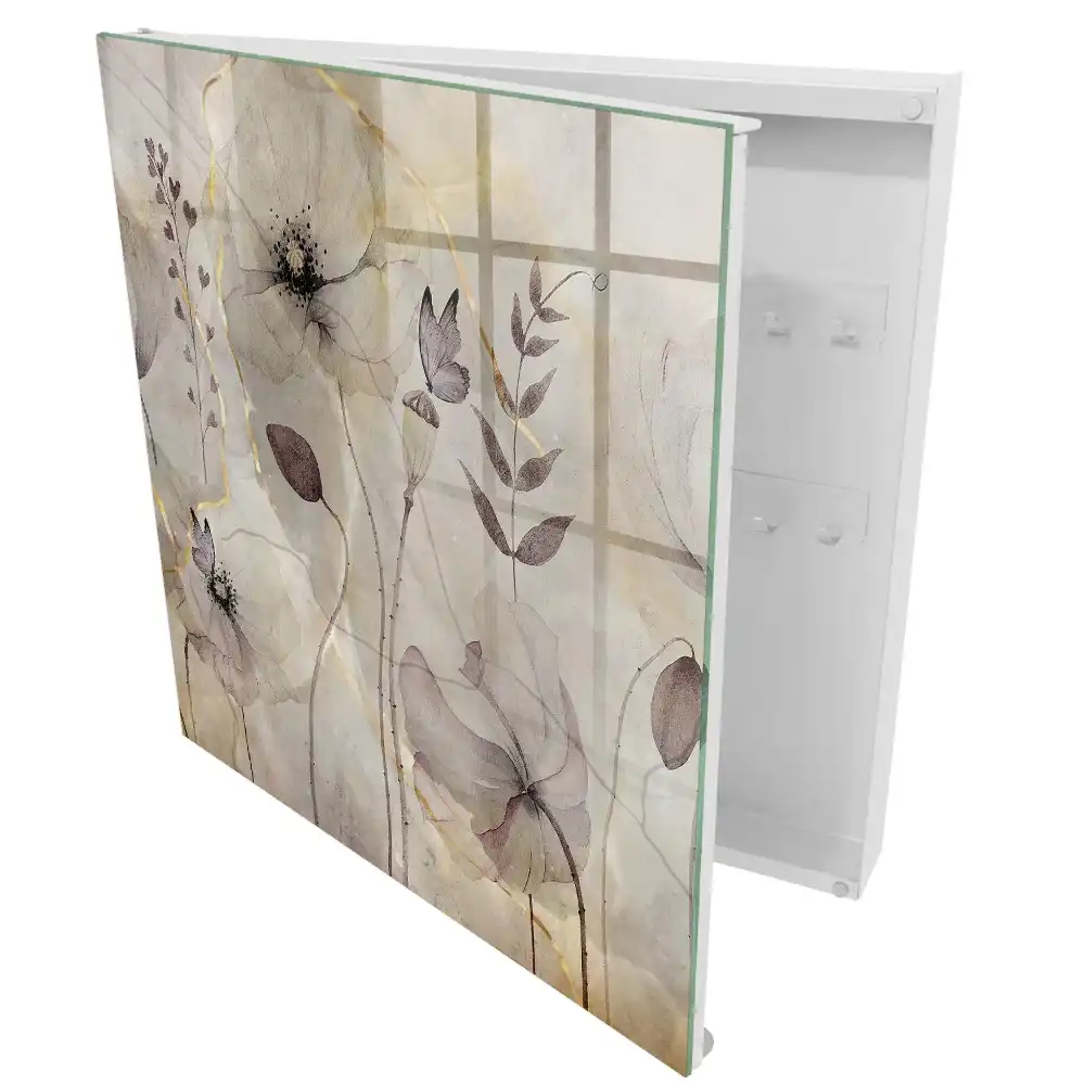 Armoire à clés des fleurs et des papillons empreints de subtilité et de paix