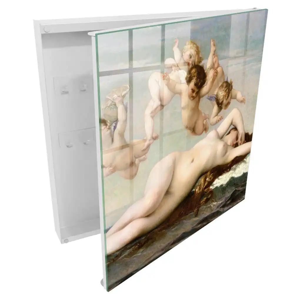 Armoire à clés scène sensuelle avec des chérubins autour d'une femme