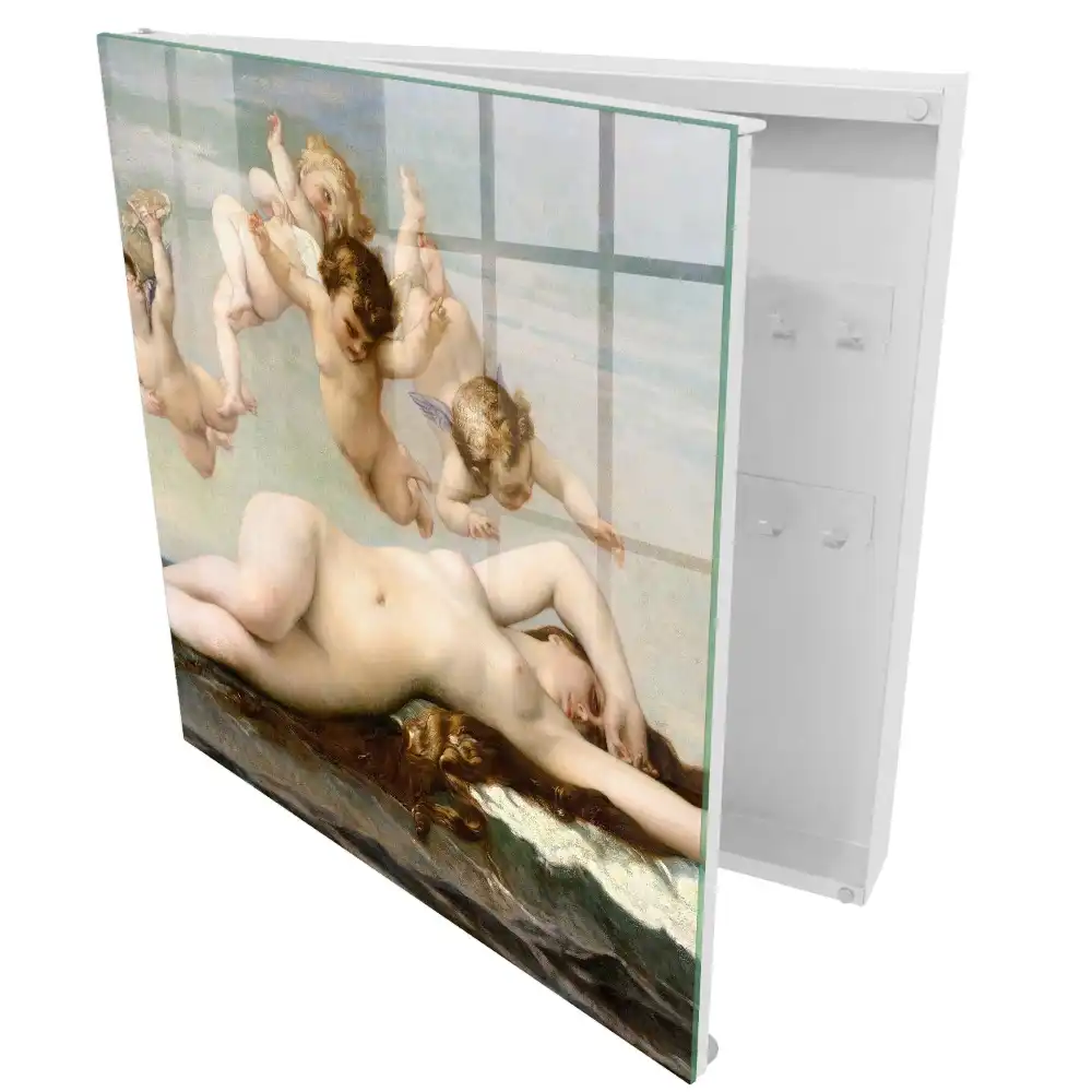 Armoire à clés scène sensuelle avec des chérubins autour d'une femme