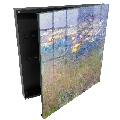 Armoire à clés nénuphars sur fond lilas
