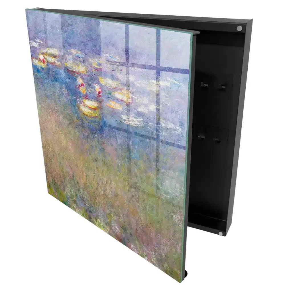 Armoire à clés nénuphars sur fond lilas