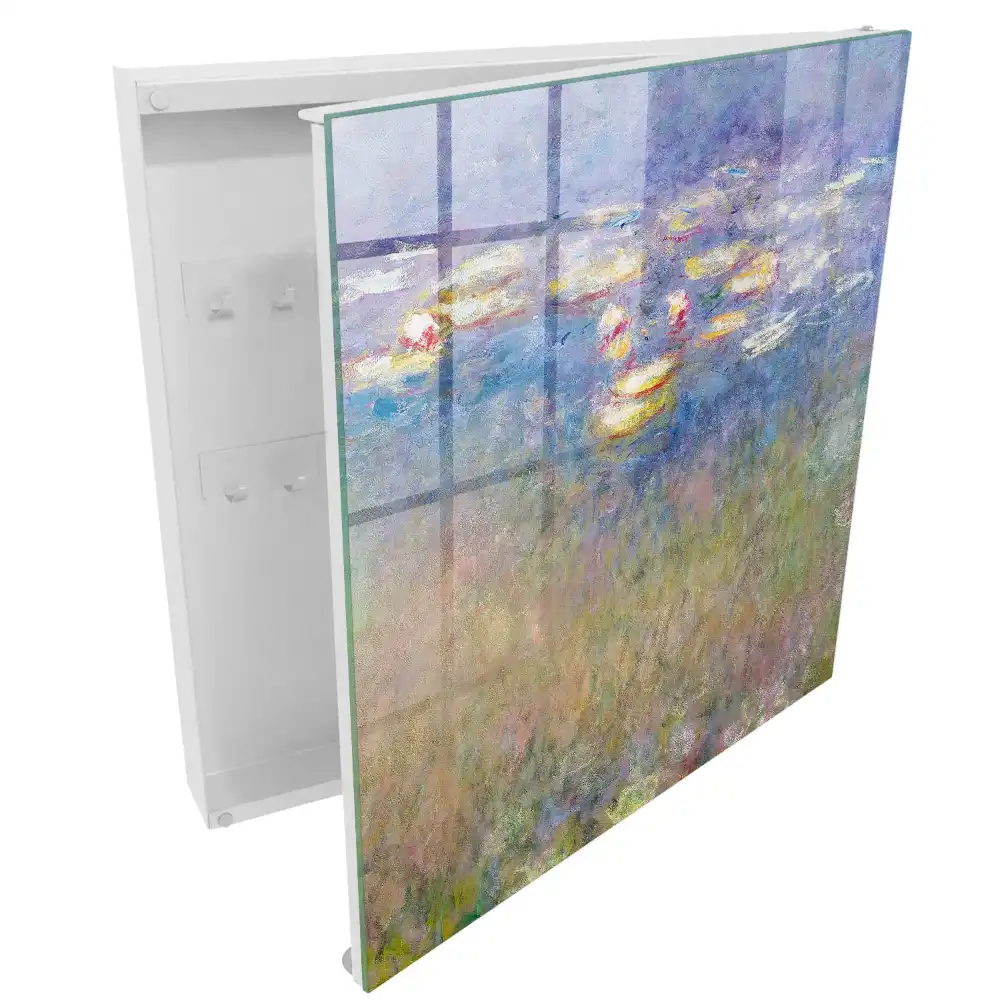 Armoire à clés nénuphars sur fond lilas