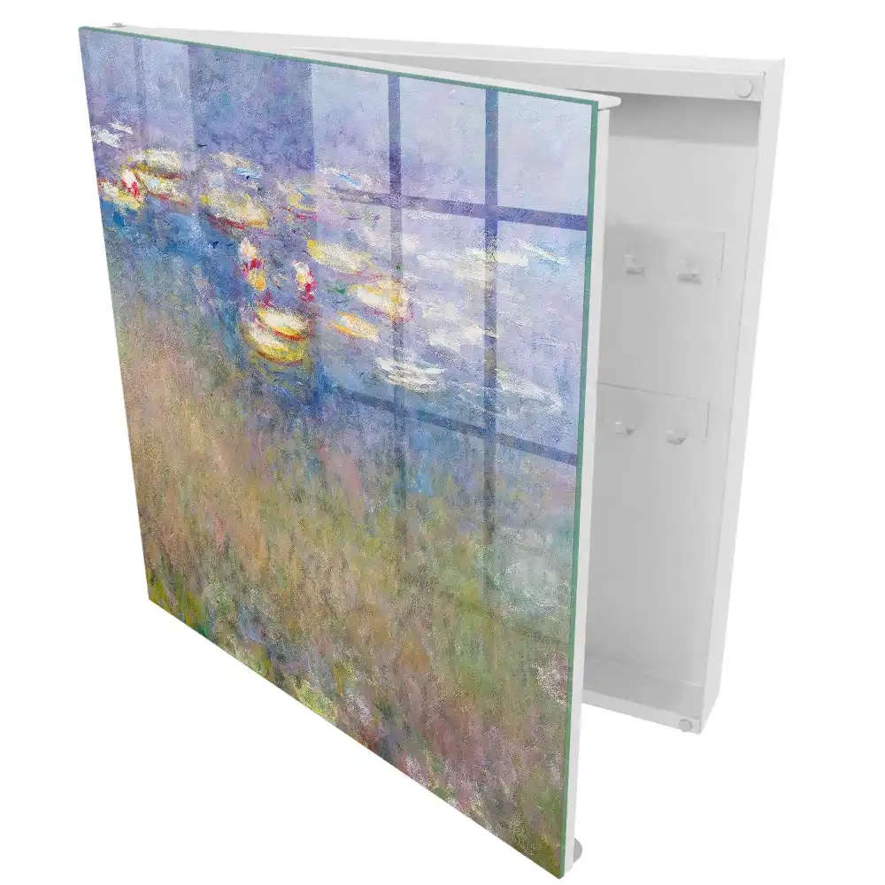 Armoire à clés nénuphars sur fond lilas