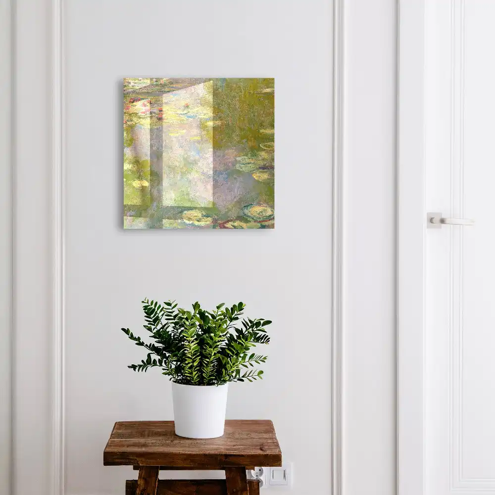 Boîte à clés murale nénuphars sur un étang dans un style pictural