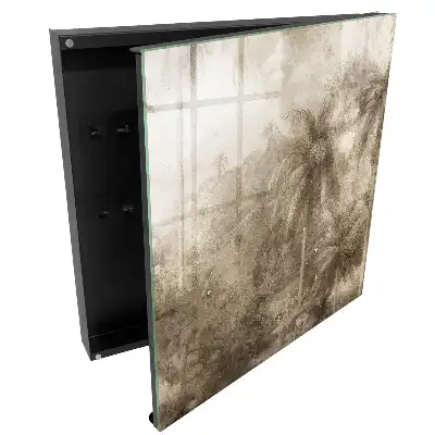 Armoire à clés jungle tropicale dans des tons beiges