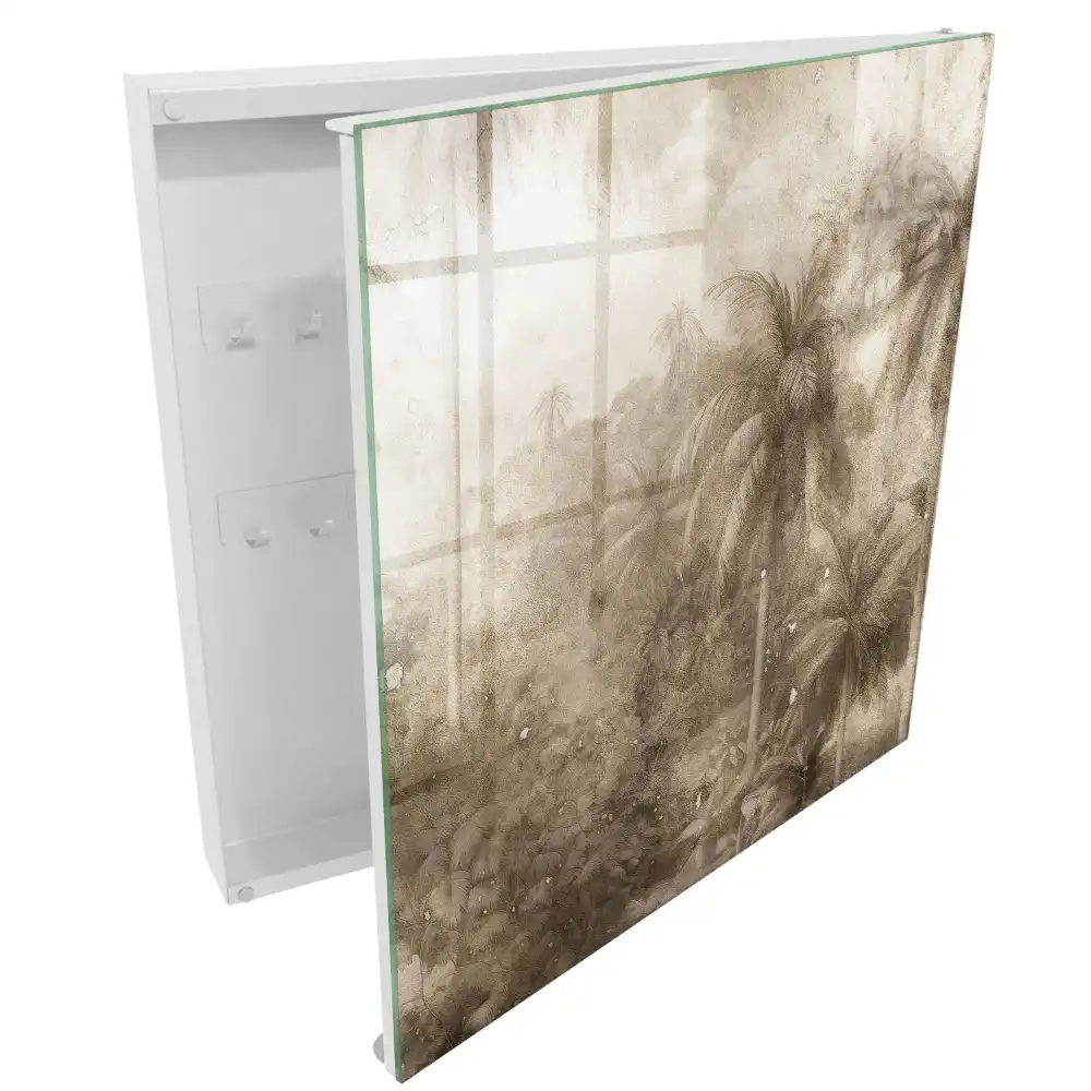 Armoire à clés jungle tropicale dans des tons beiges