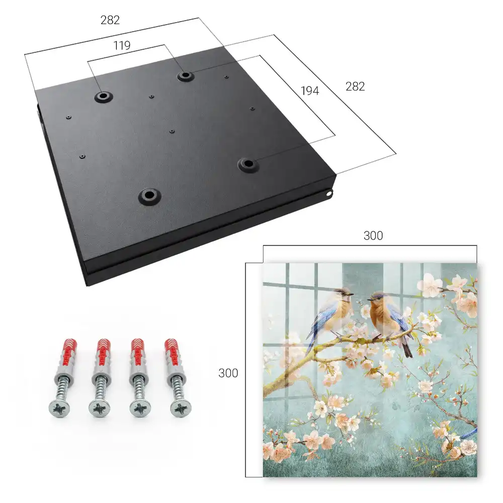 Armoire à clés oiseaux pastel sur une branche parmi les fleurs